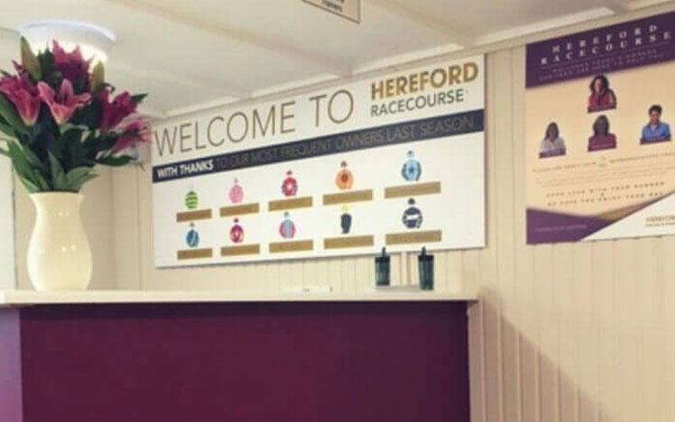 Interior of the reception at the Hereford Racecourse.