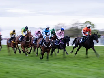 Horse racing towars the finishing line